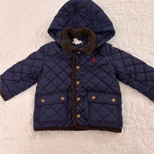 Ralph Lauren Navy Jacket with Brown Collar. Toddler’s 18M